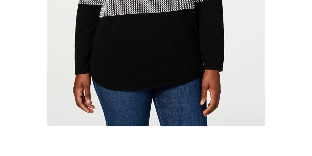 Karen Scott Petite Cotton Colorblocked Sweater Combo Black Size Petite XS