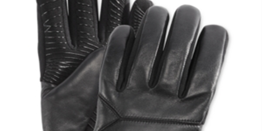 UR Powered Men's Leather Gloves Faux Fur Lined Touch Screen  Black Size  S/M