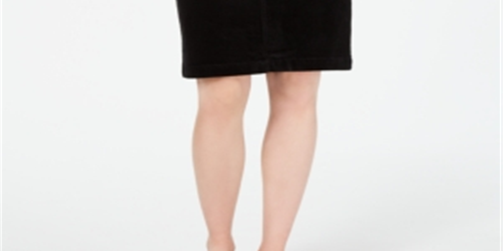 Charter Club Women's Petite Corduroy Tummy-Control Skirt  Black Size 6 P