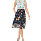 Vince Camuto Women's Floral Print Colorblock Dress Navy Blue Size 2 Polyester Blue Size 2