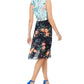 Vince Camuto Women's Floral Print Colorblock Dress Navy Blue Size 2 Polyester Blue Size 2