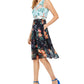 Vince Camuto Women's Floral Print Colorblock Dress Navy Blue Size 2 Polyester Blue Size 2