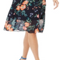 Vince Camuto Women's Floral Print Colorblock Dress Navy Blue Size 2 Polyester Blue Size 2