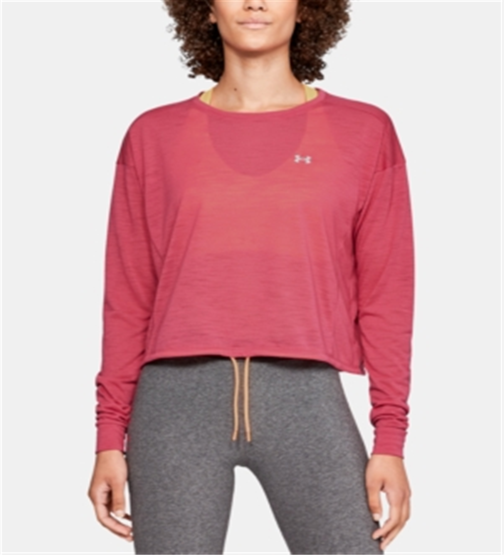 Under Armour Women's Stretch Draw String Waist Crop Top Pink Size XS