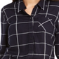 Style & Co Women's Cotton Tab Sleeve Plaid Shirt Blue Size Petite XL