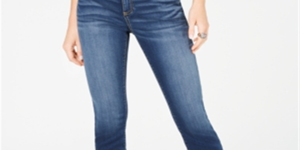 INC Women's Finity Stretch Cropped Jeans in Curvy  Blue Size 6