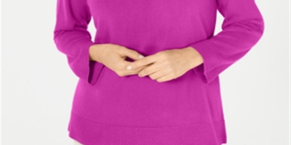 Karen Scott Women's Bateau-Neck Long-Sleeve Sweater Raspberry Purple Size Medium