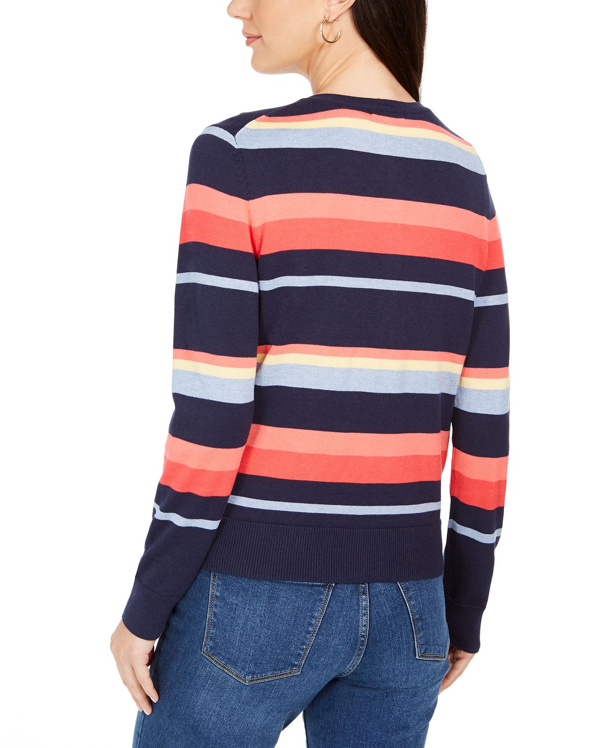 Charter Club Women's Striped Cardigan Blue Size -XL