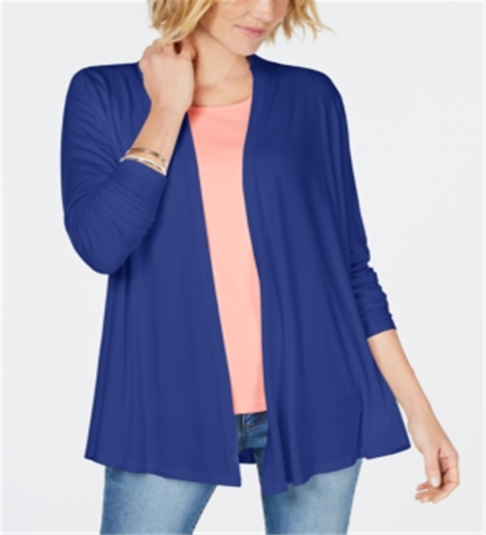 Karen Scott Women's Open Front Cardigan Blue Size -Petite XL