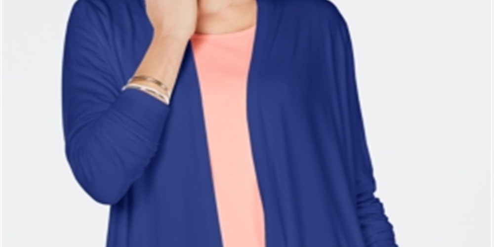 Karen Scott Women's Open Front Cardigan Blue Size -Petite XL