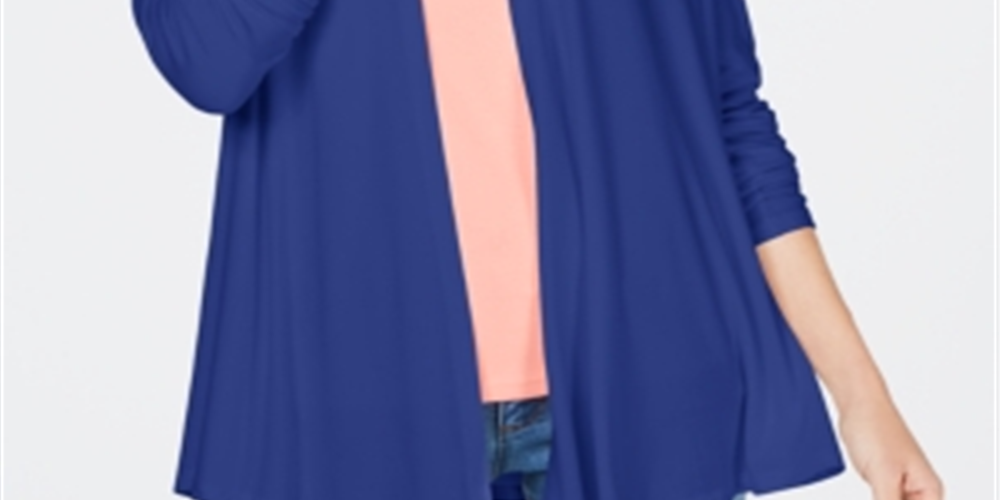 Karen Scott Women's Open Front Cardigan Blue Size -Petite XL
