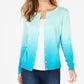 Charter Club Women's Ombre Cardigan Turquoise Stone Blue Size Small