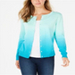 Charter Club Women's Ombre Cardigan Turquoise Stone Blue Size Small