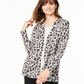 Charter Club Women's Animal Print Pure Cashmere Cardigan Black Sizes Petite S
