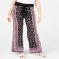 INC International Concepts Women's Printed Tie Waist Pants Black Size Petite S