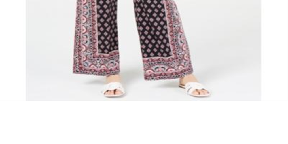 INC International Concepts Women's Printed Tie Waist Pants Black Size Petite S