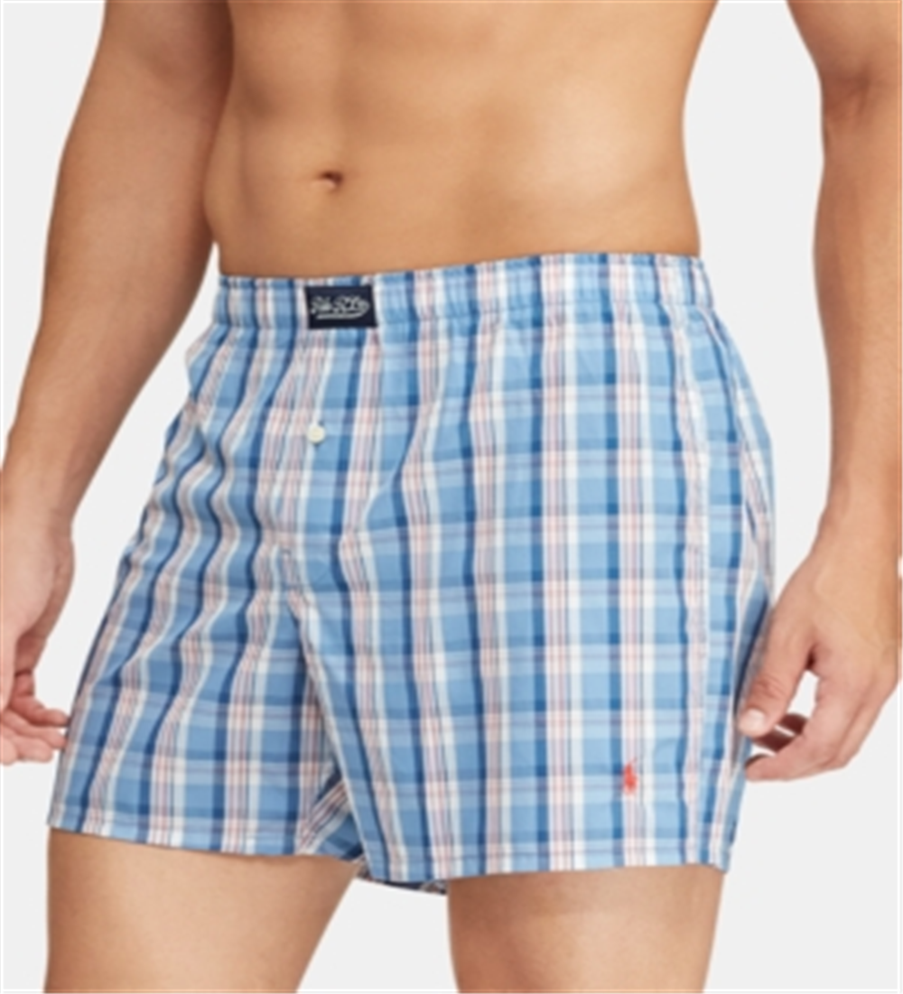 Polo Ralph Lauren Men's Plaid Button Fly Boxers Blue Size XL