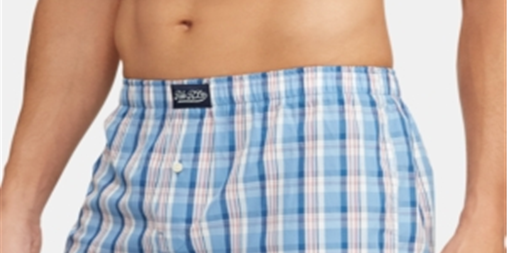 Polo Ralph Lauren Men's Plaid Button Fly Boxers Blue Size XL