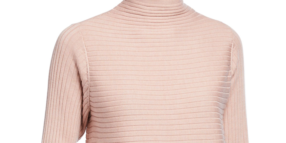 Eileen Fisher Women's Wool Funnel-Neck Sweater Pink Size PL