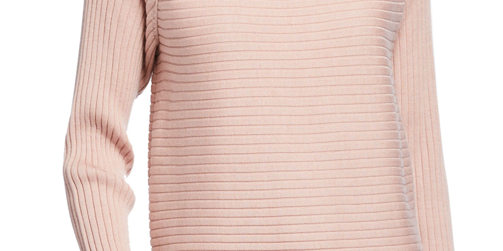 Eileen Fisher Women's Wool Funnel-Neck Sweater Pink Size PL