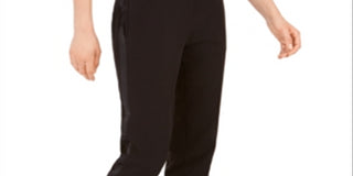 Bar III Women's  Tuxedo Satin-Stripe Straight-Leg Pants  Black Size 16