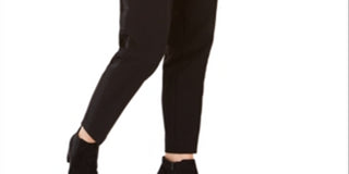 Bar III Women's  Tuxedo Satin-Stripe Straight-Leg Pants  Black Size 16