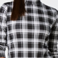 Charter Club Women's Cotton Plaid Top  Black Size Large