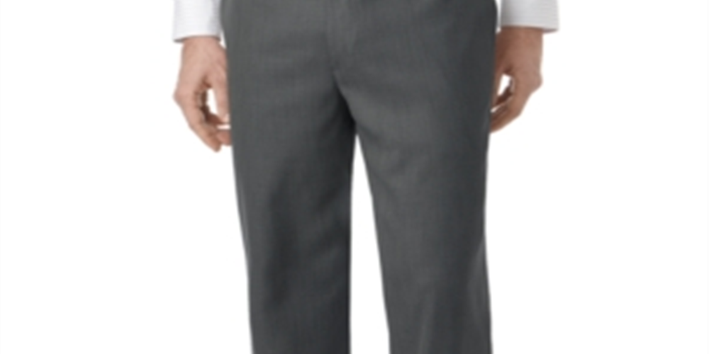 Perry Ellis Men's Portfolio Classic Fit Flat Front Sharkskin  Dress Pants Black Size 36X32