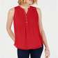 Charter Club Women's Petite Pintucked Top Risky Red Size Petite M