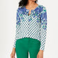 Charter Club Women's Floral Print Sparkle Cardigan Green Size XS