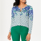 Charter Club Women's Floral Print Sparkle Cardigan Green Size XS