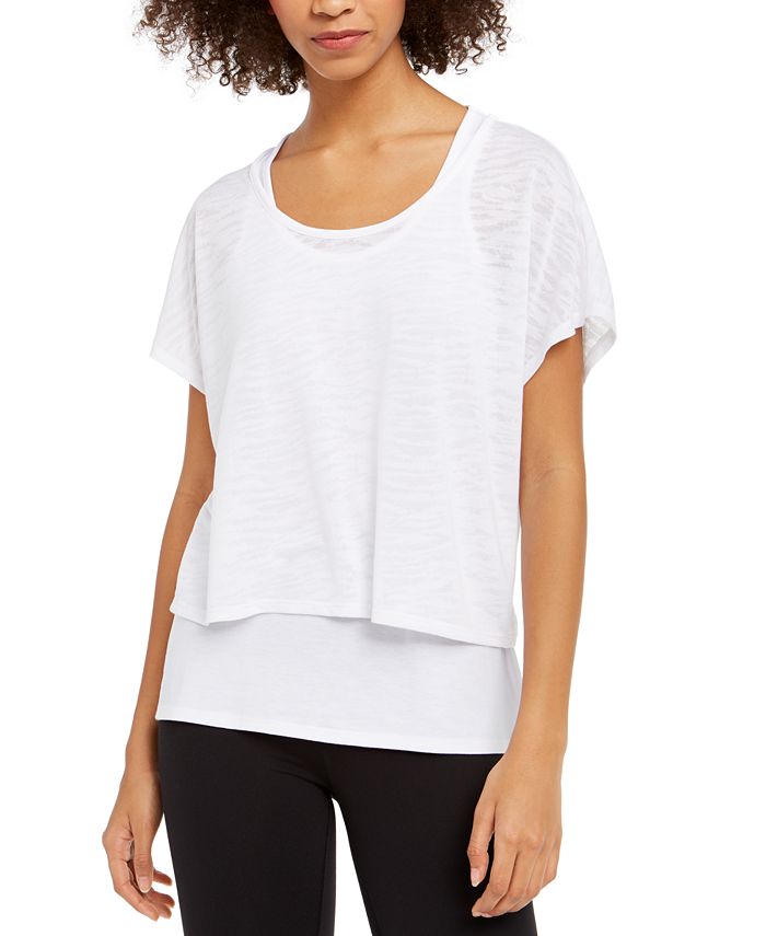 Ideology Women's  Scoop Neck Short Sleeve T-Shirt White Size XL