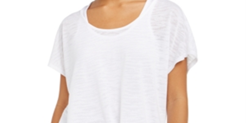 Ideology Women's  Scoop Neck Short Sleeve T-Shirt White Size XL