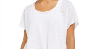 Ideology Women's  Scoop Neck Short Sleeve T-Shirt White Size XL