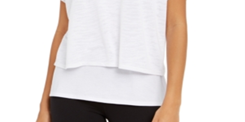 Ideology Women's  Scoop Neck Short Sleeve T-Shirt White Size XL