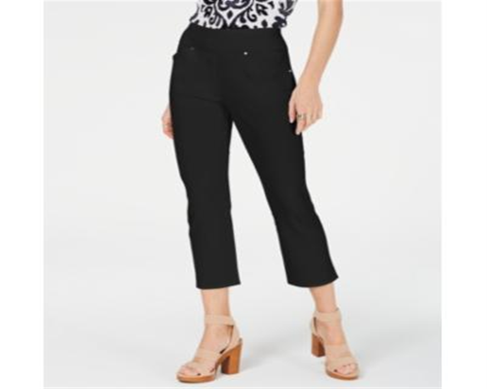INC Women's Petite Cropped Skinny Pants  Deep Black  Size 12 P