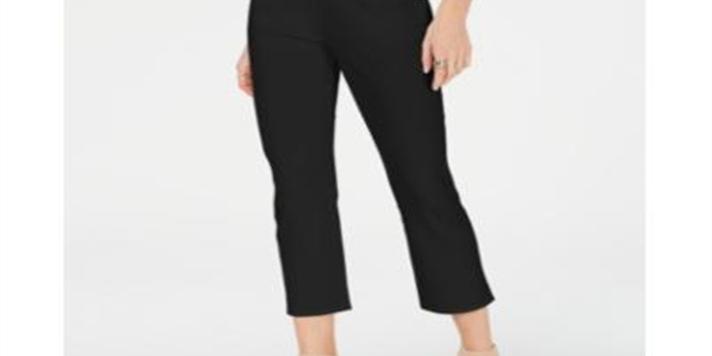 INC Women's Petite Cropped Skinny Pants  Deep Black  Size 12 P