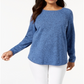 Karen Scott Women's Cotton Marled Curved-Hem Top  Blue Size Large