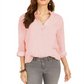 Style & Co Women's Textured Solid Popover Top Pink Size Large