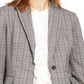 Calvin Klein Women's  Plaid One-Button Blazer -Steel Blue Multi Size 6