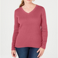 Karen Scott Women's Cotton V Neck Sweater Pink Size X-Large