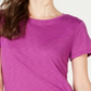 INC International Concepts Women's Short Sleeve Jewel Neck Top Purple Size Small