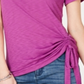 INC International Concepts Women's Short Sleeve Jewel Neck Top Purple Size Small
