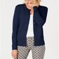 Charter Club Women's Crewneck Cardigan Blue Size Petite