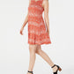 Style & Co Women's Printed Sleeveless Dress Orange Size Small