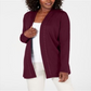 Karen Scott Women's Cotton Studded Open Front Cardigan Red Size Medium