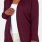 Karen Scott Women's Cotton Studded Open Front Cardigan Red Size Medium