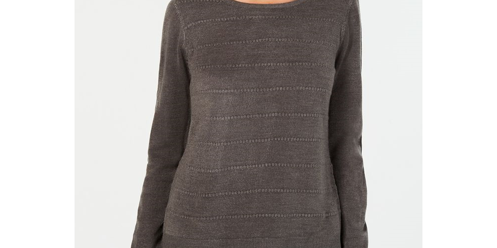 Karen Scott Women's Textured Stripe Sweater Green Size XX-Large