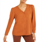 Alfani Women's V Neck Blouse Brown Size Medium
