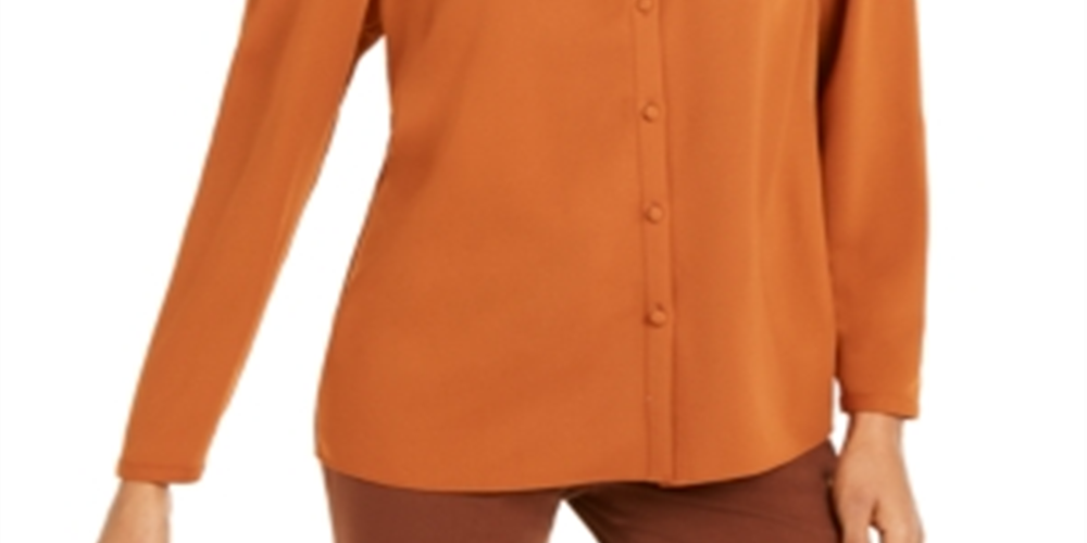 Alfani Women's V Neck Blouse Brown Size Medium
